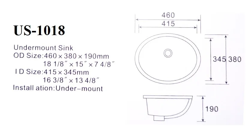 1018 White Cupc Standard Ceramic Wash Basin, 18 Inches Under Counter Basin, Porcelain Sink