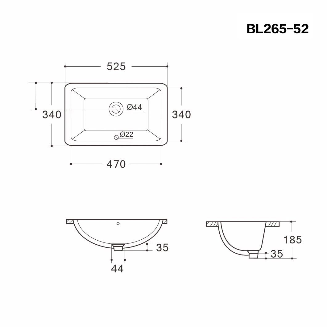 20-1/2" Cupc Bathroom Vanity Basin Under Counter Basin Undermount Sink Bl265-52