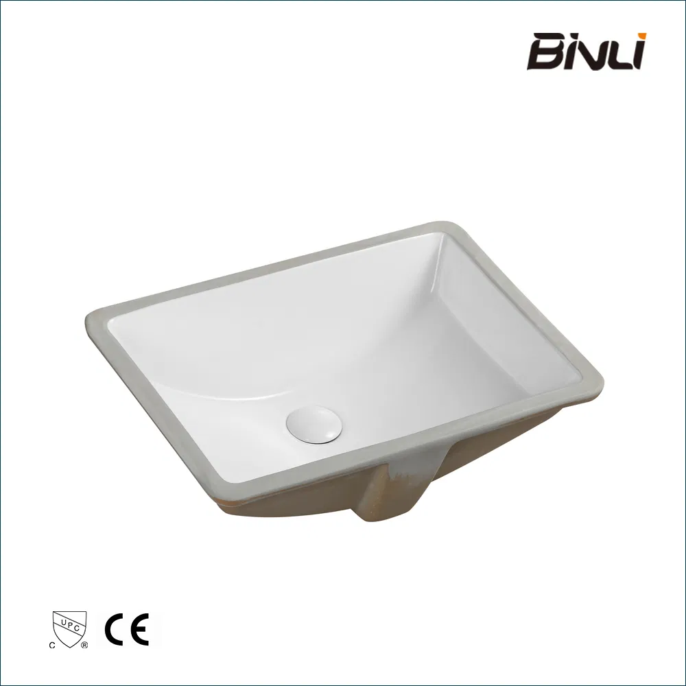 20 6/8 Inch W X14 1/2 Inch D X 8 1/4 Inch H Modern Rectangular Undermount Vanity Sink Porcelain Ceramic Lavatory Bathroom Sink, White with Overflow