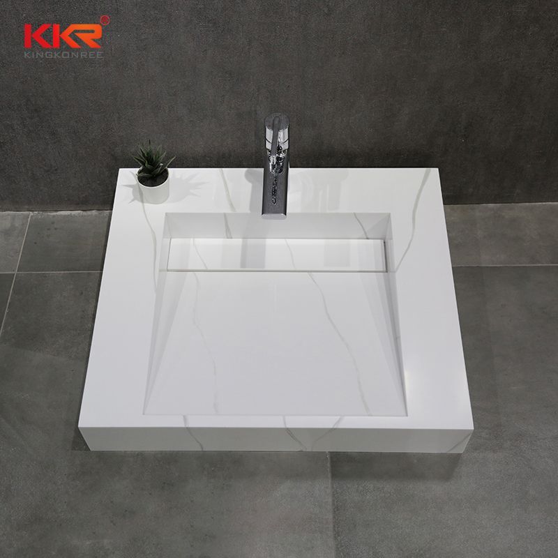 2021 Latest Design Countertop Standing Sink Italian White Marble Sink/Basin for Hotel