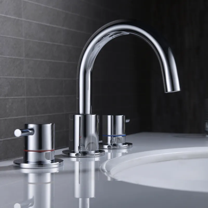 3 Hole Bathroom Faucet in Chrome, Widespread Faucet
