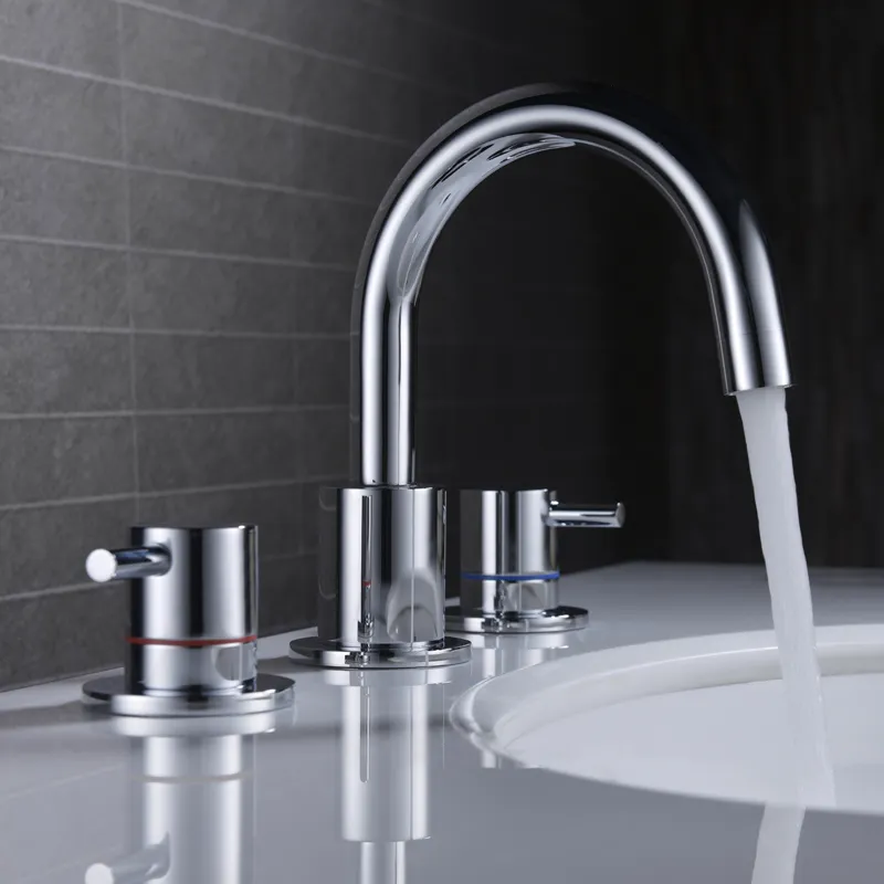 3 Hole Bathroom Faucet in Chrome, Widespread Faucet