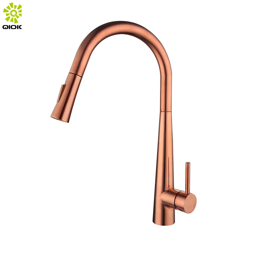 304 Stainless Steel Sink Water Faucets Rose Gold Pull out Kitchen Mixer Faucet