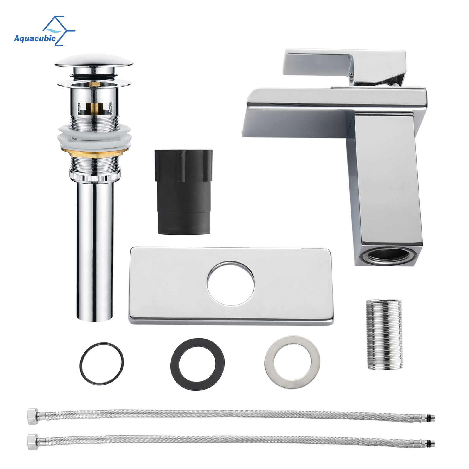 Aquacubic Cupc Certified Chrome Waterfall Bathroom Basin Water Faucet
