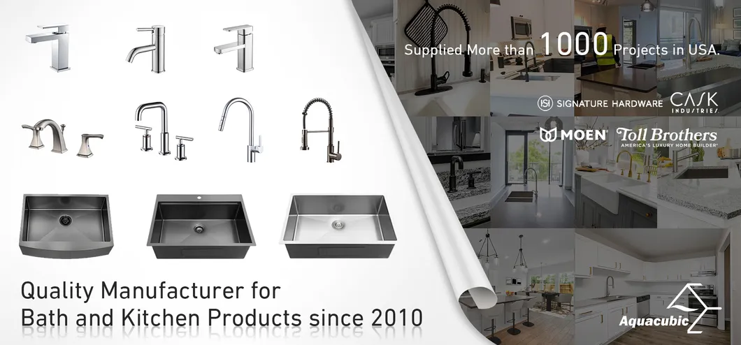 Aquacubic Cupc Lead-Free Brass Single Hole Tall Bathroom Faucet Chrome Waterfall Bath Sink Faucet High