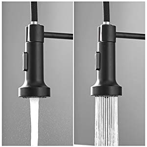 Aquacubic Factory Direct Lead Free Solid Brass Cupc Certified Deck Mounted Single Handle Pull Down Spring Black Kitchen Faucet
