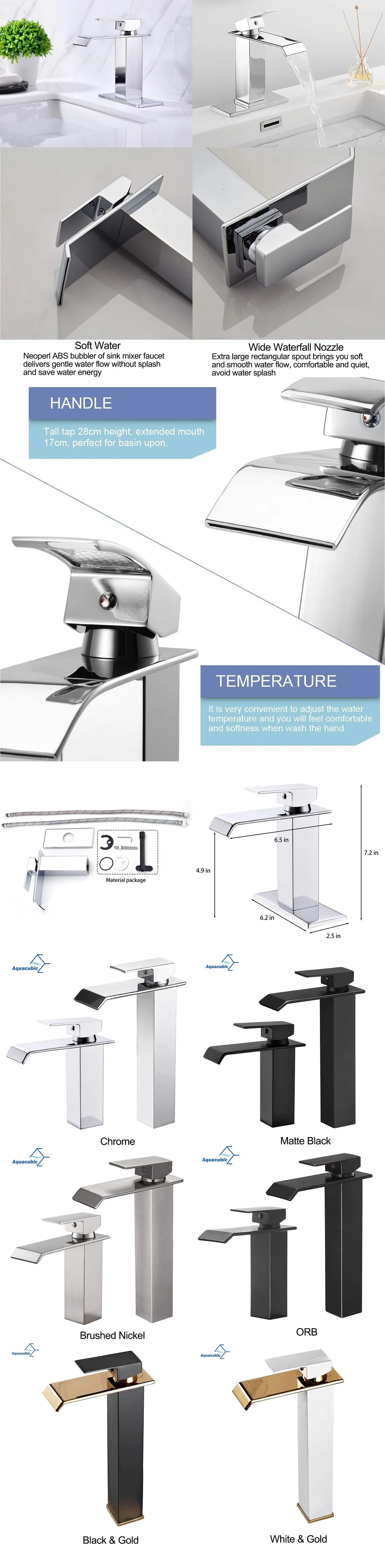Aquacubic Lead Free Brass Basin Faucet Brushed Nickel Faucets Mixers Taps Bathroom Faucets