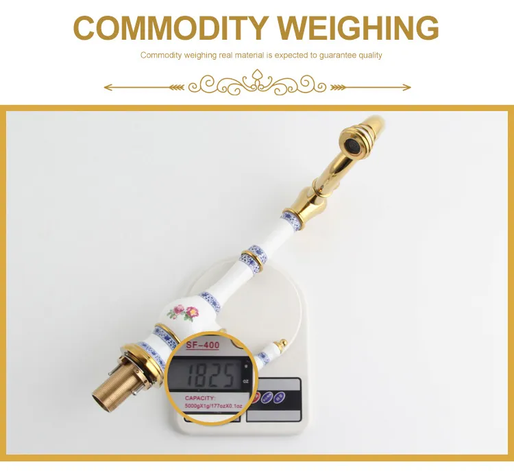Bathroom Accessories Sanitary Ware Ceramic Brass Shower Antique Sink Basin Kitchen Water Mixer Bibcock Faucet Tap (Zf-608G)