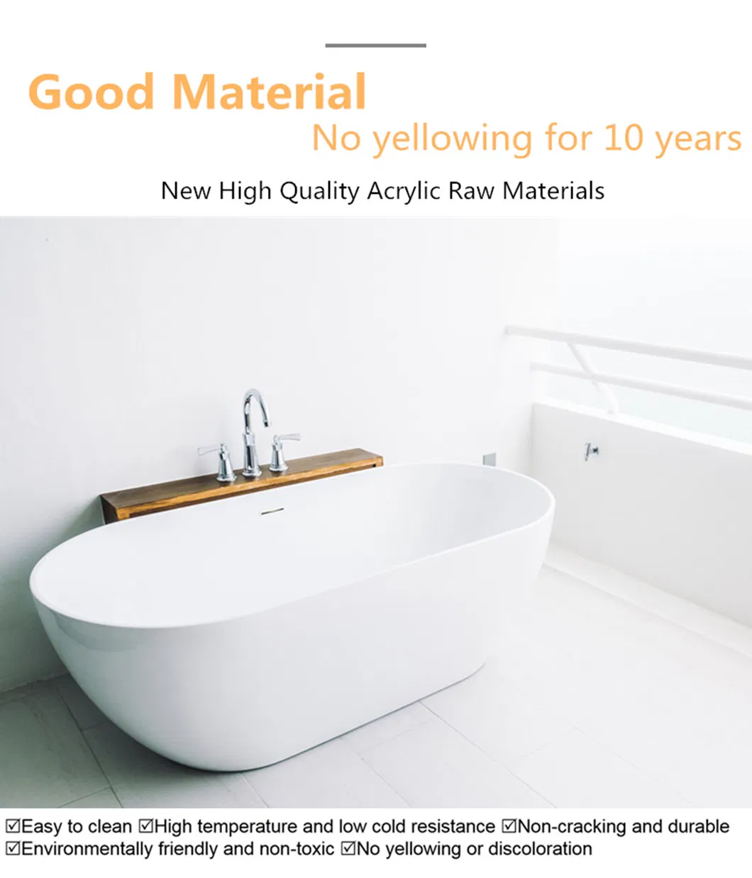 Big Shape Oval Alone Soaker Bathtub