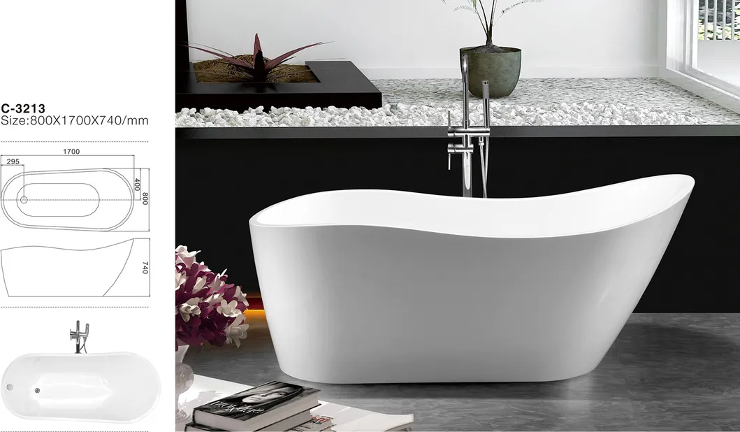 Big Shape Oval Alone Soaker Bathtub