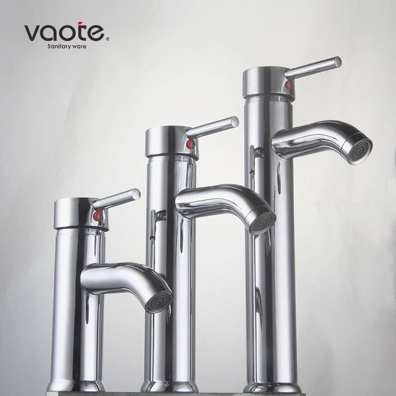 Cheap Brass Chrome Plated Bathroom 25cm Height Basin Mixer Faucet (VT13002)