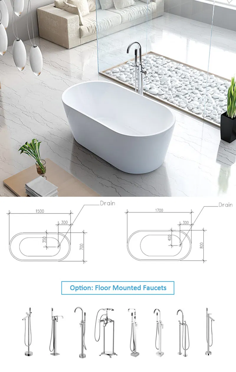 Corner Oval Shape Acrylic Soaking Fiberglass Freestanding Bathtub (LT-2B)