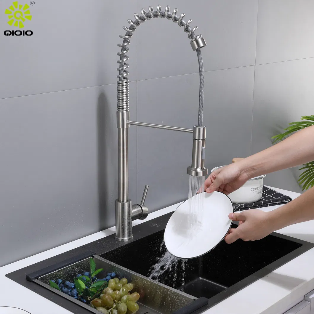 Cupc High Quality 304 Stainless Steel Spring Pull-Down Kitchen Faucet Mixer