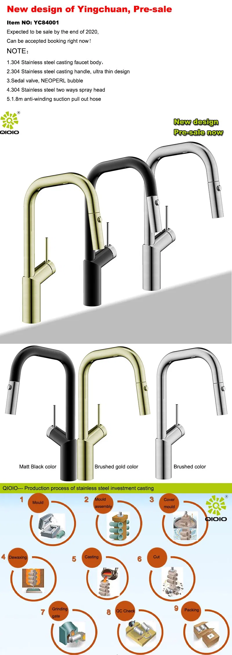 Cupc High Quality Guangdong Factory Nice Quality Single Handle Kitchen Sink Pull out Faucet