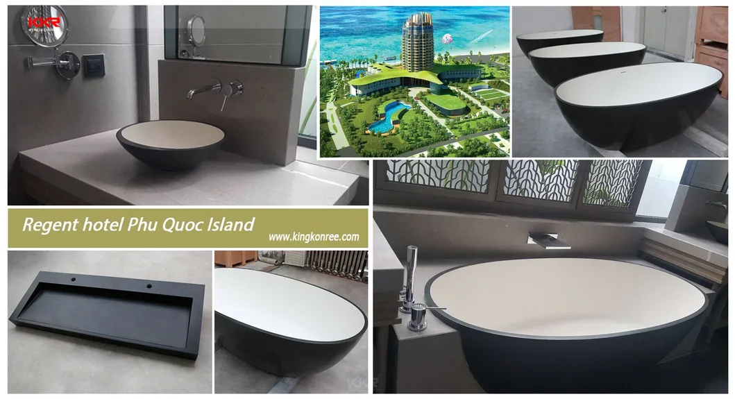 European Modern White Matt Solid Surface Oval Freestanding Bathtub