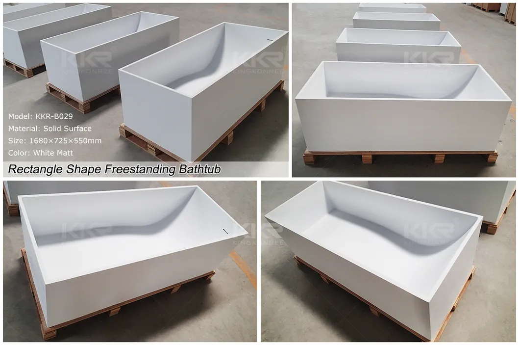European Modern White Matt Solid Surface Oval Freestanding Bathtub