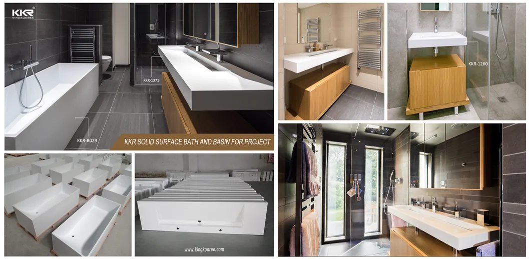 European Modern White Matt Solid Surface Oval Freestanding Bathtub