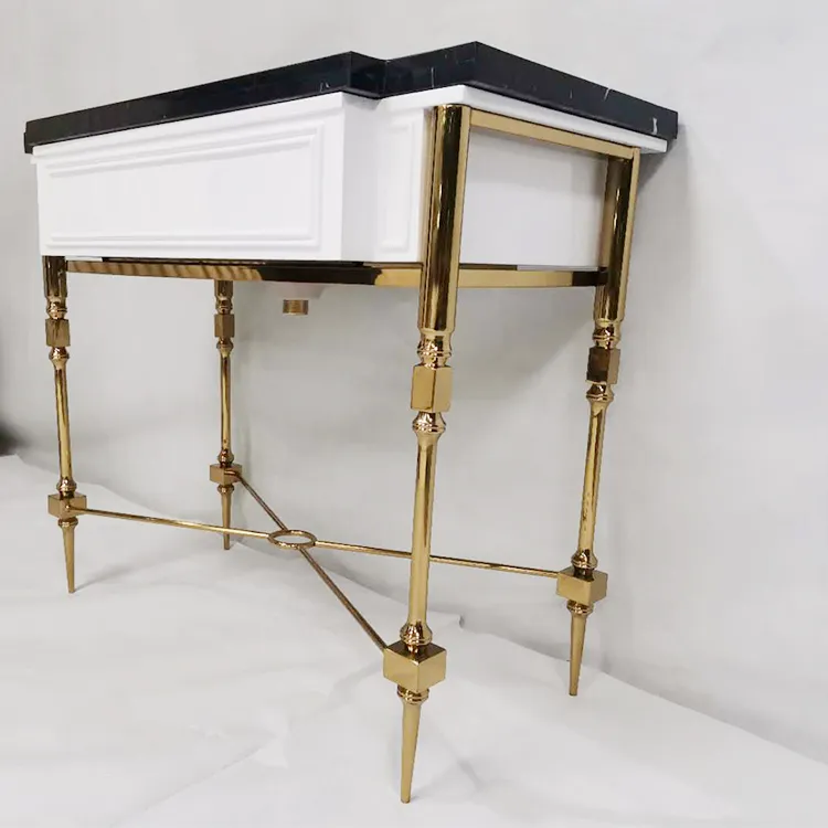 Factory Custom Bathroom Furnitures Black Top Marble Washstand for Hotel