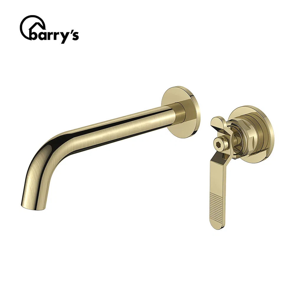 Factory Single Lever Wall Mounted Basin Faucet Gold Copper Faucet