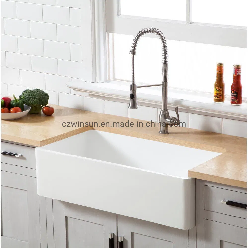 Farmhouse 36" Single Bowl White Fireclay Apron-Front Kitchen Sink