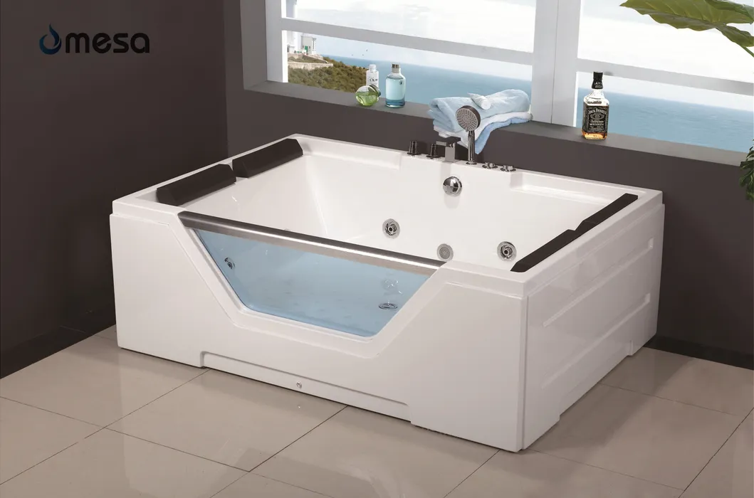 High Quality Large Sized Acrylic Massage Bathtub with 4 Pillows