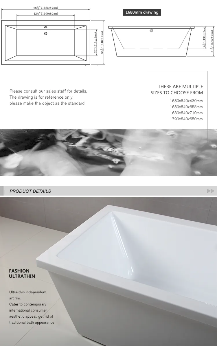 Hot Tub Floor Standing Alone Freestanding Bathtub Wtm-2001A