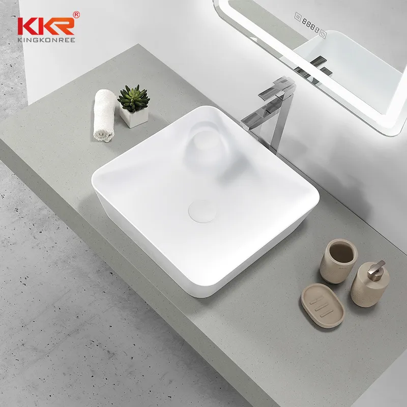 Hotel Basin Solid Surface Stone Vanity Sink Corian Bathroom Basin
