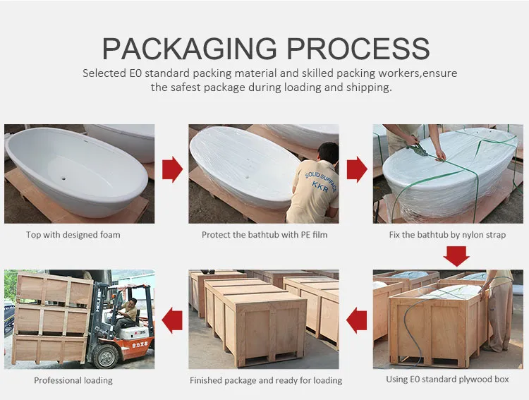 Hotel Solid Surface Sanitary Wares Adult Bathroom Freestanding Bathtub