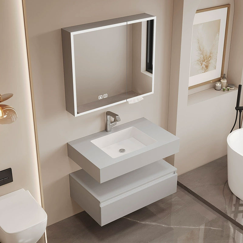 Rock Slab Integrated Basin Bathroom Cabinet