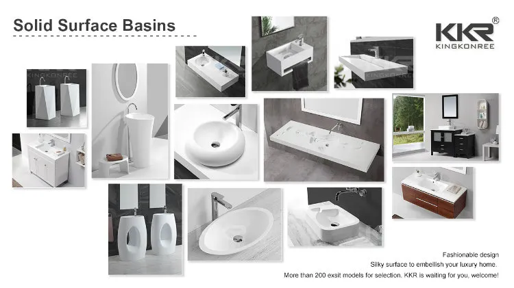Kingkonree Custom Made Corian Solid Surface White Wash Basin