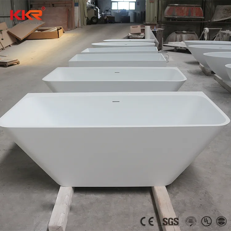 Kingkonree Freestanding Solid Surface Bathtub Bathroom Tub