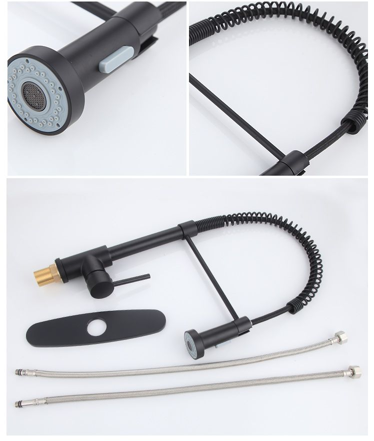 Luxury Design Pull Down Kitchen Faucet Tap 8560 Single Hole 360 Degree Black Kitchen Faucet