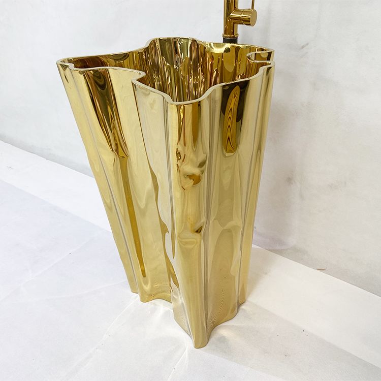 Luxury Golden Fiberglass Washstand Bathroom Furnitures Basin Hotel Sink