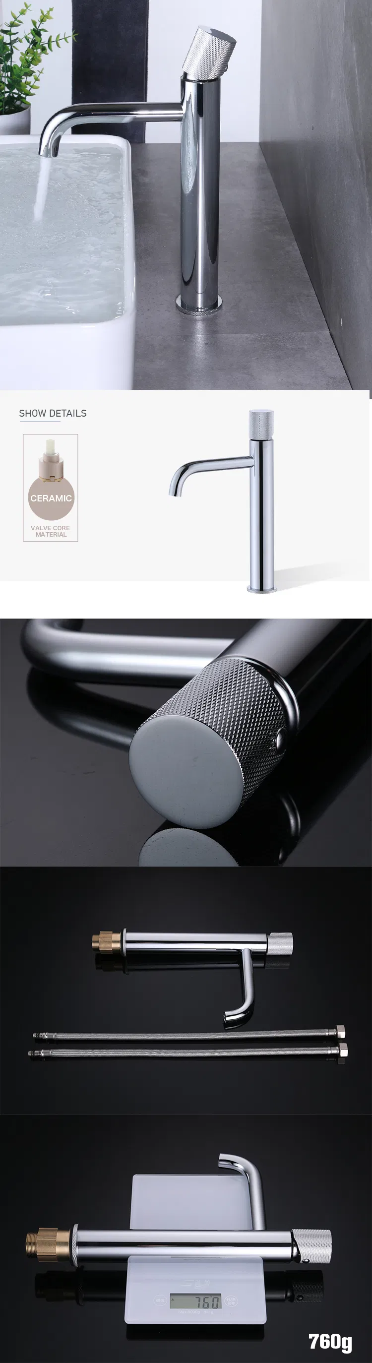 Matrix Curved Spout Chrome Plating High Body Washbasin Faucet