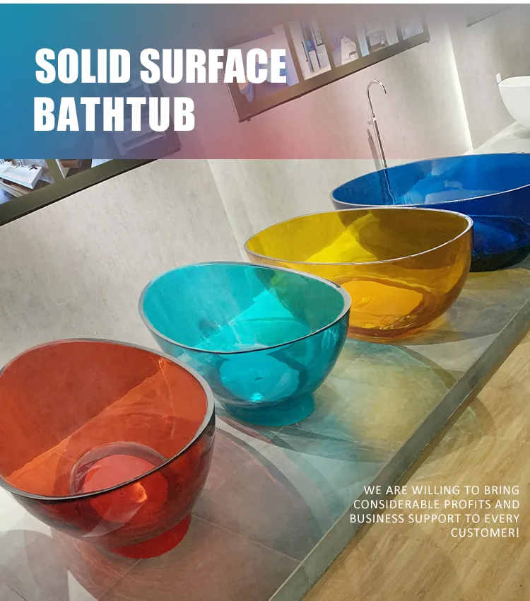 Modern Luxury Bath Stone Resin Crystal Clear Resin Bath Tubs