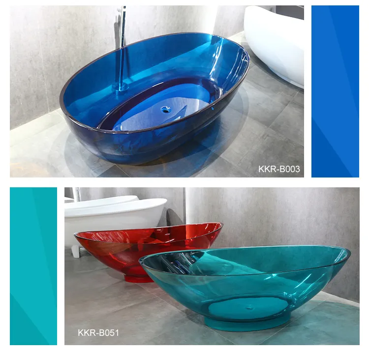 Modern Luxury Bath Stone Resin Crystal Clear Resin Bath Tubs