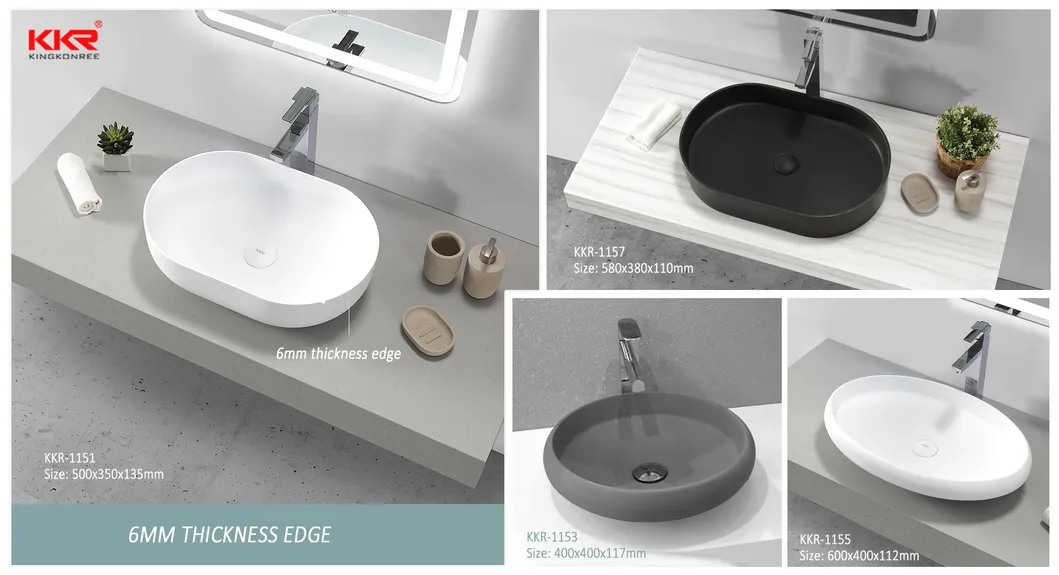 New Arrival Acrylic Solid Surface Artificial Stone Glacier White Wash Basin