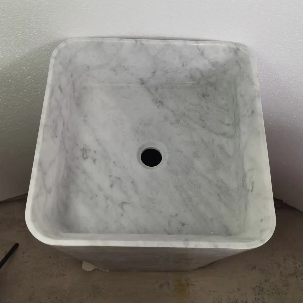 New Bianco Carrara White Marble Basin Sink Polished Honed