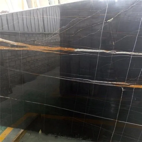 Polished Marquina Tunisia Laurent Stone Floor Tiles Noir Black Marble