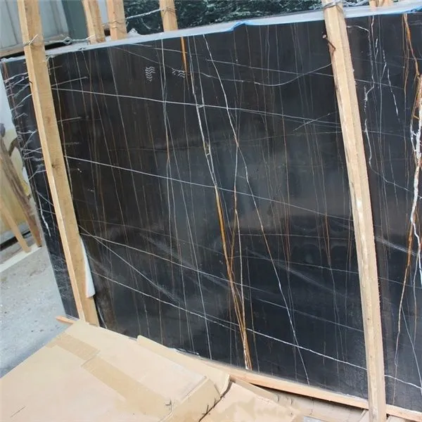 Polished Marquina Tunisia Laurent Stone Floor Tiles Noir Black Marble