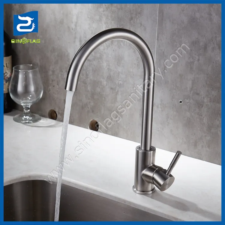 Rotatable 304 Stainless Steel Lead-Free Kitchen Mixer Sink Faucet