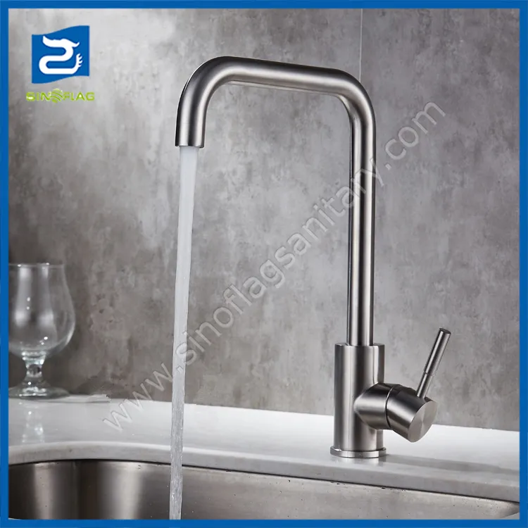 Rotatable 304 Stainless Steel Lead-Free Kitchen Mixer Sink Faucet
