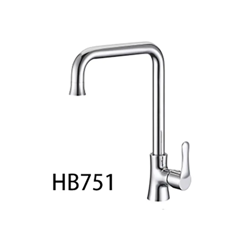Round Brass Chrome Kitchen Sink Mixer Tap