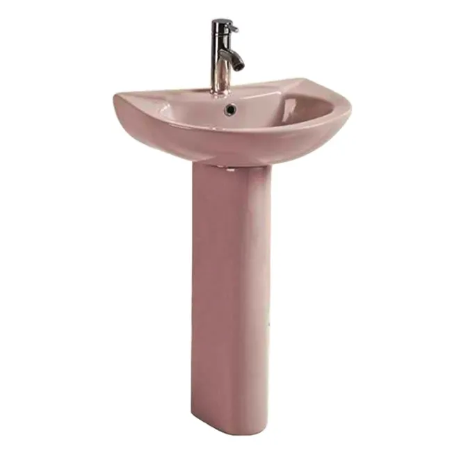 Sairi in Stock Cheap Price Twyford Modern Wash Basin with Pedestal Sanitary Ware Ceramic Bathroom Sink Wash Basin Pedestal for Africa Market