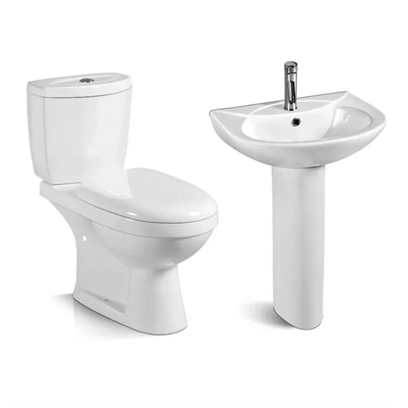 Sairi in Stock Cheap Price Twyford Modern Wash Basin with Pedestal Sanitary Ware Ceramic Bathroom Sink Wash Basin Pedestal for Africa Market