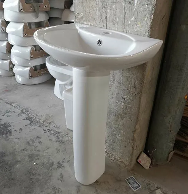 Sairi in Stock Cheap Price Twyford Modern Wash Basin with Pedestal Sanitary Ware Ceramic Bathroom Sink Wash Basin Pedestal for Africa Market