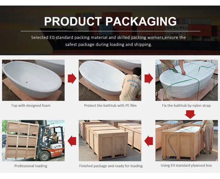 Soaking Shower Room Bathtubs Solid Surface Smooth Bottom Bathtub Tub