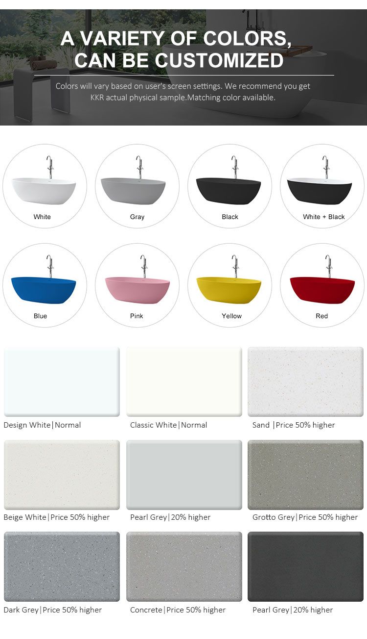 Solid Surface Resin Stone Modern Villa Homestay Design Solid Surface Stone Freestanding Bathtub