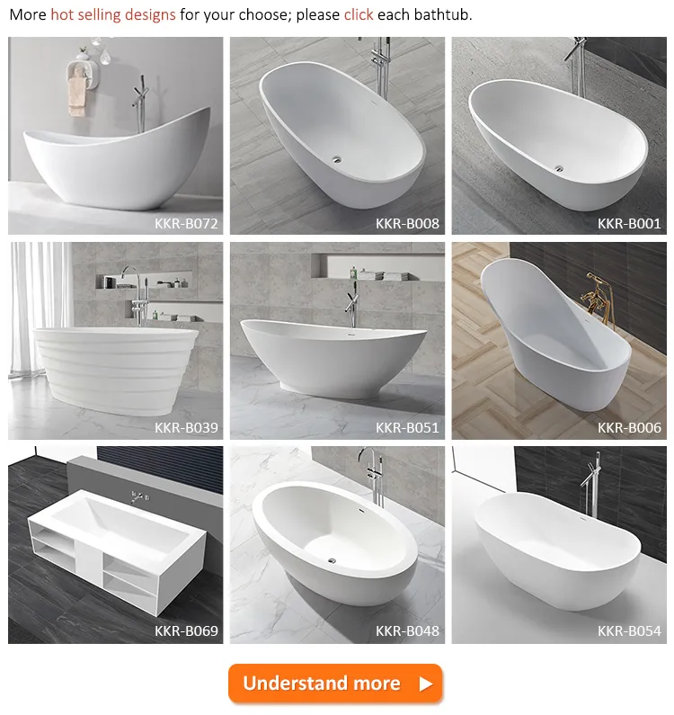 Solid Surface Stone Bathtub White Bathroom Bathtub for Sale