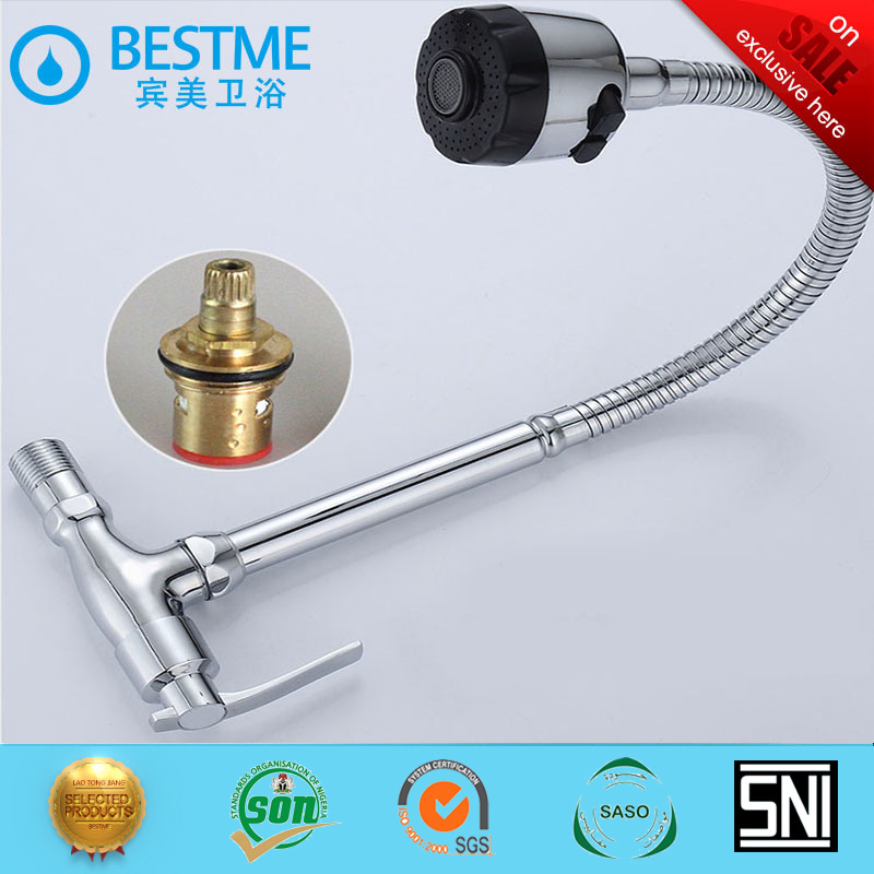 Walled Hanged Faucet From Factory Direct Single Cold Water Copper Kitchen Tap Bn- 0317